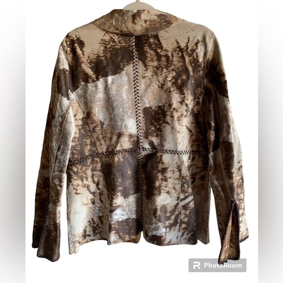 Custom Made Calf Hair Cow Print Detachable Fur Jacket Western Boho Chic - Picture 4 of 15